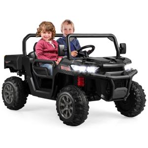 Carro Elétrico Infantil 2 Assentos com Caçamba, Pá, USB e Controle Remoto, 12V, Costzon, Preto