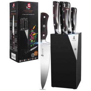 Conjunto de Facas em Aço Inoxidável com Bloco de Bancada, 6 Peças, TUO TC1810, Marrom