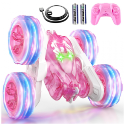 Mini Carro Elétrico Rosa Recarregável USB-C - Controle Remoto, Luzes Coloridas, Roda 360° - Brinquedo Meninas,RacingFun