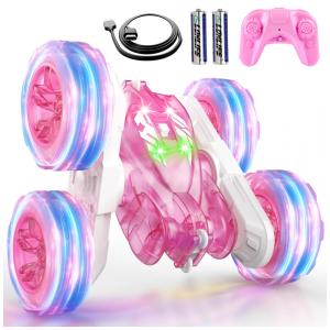 Mini Carro Elétrico Rosa Recarregável USB-C - Controle Remoto, Luzes Coloridas, Roda 360° - Brinquedo Meninas,RacingFun
