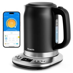 Chaleira Elétrica 1,7 L com Controle de Temperatura Inteligente, 110V 1500W, Govee, Preta