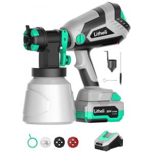 Pistola de Pintura Pulverizadora 1L com 3 Tamanhos de Pontas, LITHELI, Cinza