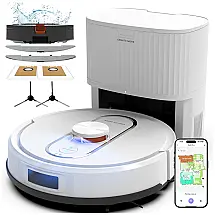 Robô Aspirador Bagotte BL20 Pro Branco Marfim com Mapeamento LiDAR e Base Esvaziamento Automático 6000Pa