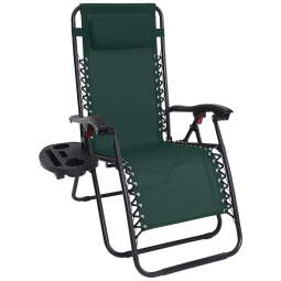 Cadeira Reclinável Ajustável Gravidade Zero com Apoio de Cabeça e Porta Copos, ABCCANOPY Patiochair reclining, Verde