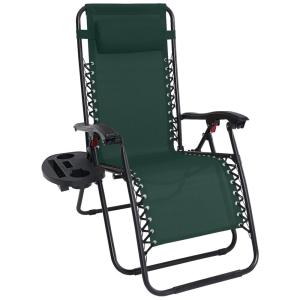 Cadeira Reclinável Ajustável Gravidade Zero com Apoio de Cabeça e Porta Copos, ABCCANOPY Patiochair reclining, Verde