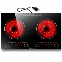 Cooktop Elétrico de 2 Bocas 110v, Embutir Preto, Funções e Controle de Toque, Trava de Segurança - Karienvir