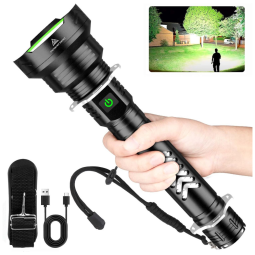 Cinlinso Lanterna 1000LM, Distancia 1500 M, com USB, à Prova DÁgua IPX5, Preta