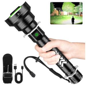 Cinlinso Lanterna 1000LM, Distancia 1500 M, com USB, à Prova DÁgua IPX5, Preta