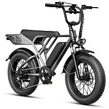 Bicicleta elétrica Jasion RetroVolt prata-cinza, pneus 20x4, motor 750W pico 2000W, bateria 48V 13Ah, 7 marchas, suspensão dupla