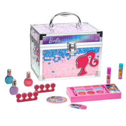 Kit de Maquiagem Infantil Lavável da Barbie para Crianças a Partir de 3 Anos, Rosa