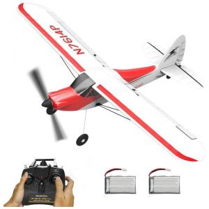 Avião de Controle Remoto com 2 Baterias para Crianças e Adultos, Devsolution, Branco e Vermelho