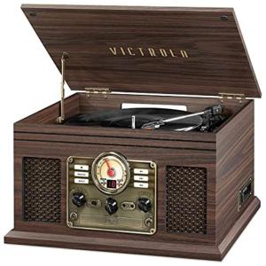 Nostalgic Vitrola, Toca Discos 3 Velocidades, com Pré Amplificador Phono Integrado e Bluetooth, sem fio, 45 RPM, Marron, VICTROLA VTA 200B