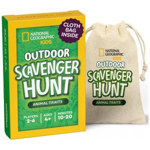 Jogo de Cartas National Geographic Outdoor Scavenger Hunt para Crianças a Partir de 4 Anos - Atividade Divertida de Verão ao Ar Livre