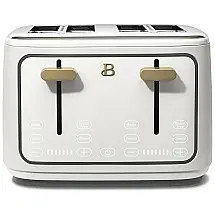 Torradeira elétrica Beautiful 4 fatias branca com display digital touch, ranhuras largas autoajustáveis, controle de tostagem, 1800W, 110V