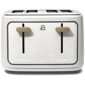 Torradeira elétrica Beautiful 4 fatias branca com display digital touch, ranhuras largas autoajustáveis, controle de tostagem, 1800W, 110V