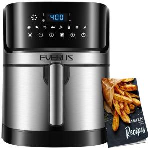 Fritadeira Elétrica Air Fryer Capacidade 5.5L 1700W, 110V, EVERUS AF 501AS, Prateado