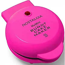 Nostalgia Mini Máquina de Waffles Portátil Antiaderente, 110V, 550W, Rosa