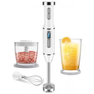 Mixer com 3 Velocidades e Acessórios, Aço Inoxidável, 200W, 110v, PUMUKY HB101, Branco