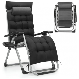 Cadeira Reclinável Ajustável Gravidade Zero com Apoio de Cabeça e Porta Copos, Magshion, Cinza