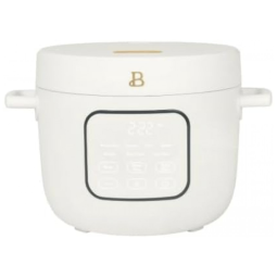 Panela elétrica de arroz e grãos Beautiful 2,6L branca com revestimento cerâmico, 8 programas, bandeja de vapor, 500W, 110V