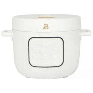 Panela elétrica de arroz e grãos Beautiful 2,6L branca com revestimento cerâmico, 8 programas, bandeja de vapor, 500W, 110V