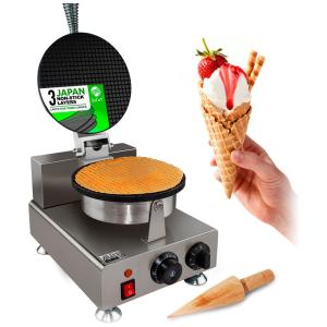 Máquina de waffle cone ALDKitchen inox prata, chapa antiaderente, controle de tempo e temperatura, 1200W, 110V