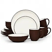 Conjunto de Jantar Noritake 16 Peças Cerâmica Marrom Redondo - Elegância e Sofisticação para Sua Mesa