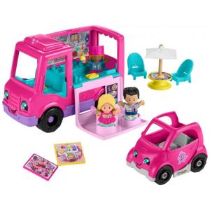 Fisher-Price Little People Barbie, Caminhão de Cupcake Musical com 9 Peças para Brincadeiras de Faz de Conta, Para Crianças a Partir de 18