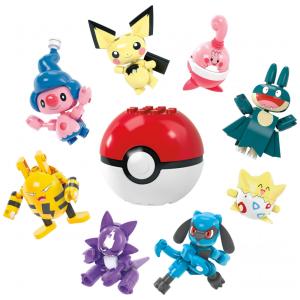 Conjunto de blocos de montar MEGA Pokémon Trainer 8 Pack – 189 peças, 8 personagens articulados