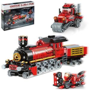 Conjunto de Trem Trenzinho Elétrico, WALARLO 42101, Vermelho