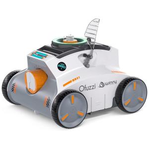 Robô Limpador de Piscina sem Fio com Tempo de Execução Máximo de 2H e Potência de Sucção Mais Forte, Ofuzzi Cyber 1200 Pro, Branco e Laranja