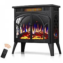 Lareira Elétrica de Embutir A45x06L com Controle Remoto e Digital, Luz LED, Chama Ajustável e Temporizador, 500W, 110v, R.W.FLAME 1, Preto