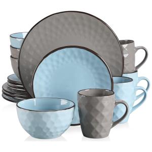 Aparelho de Jantar com 16 Peças em Cerâmica Faiança, Vancasso Pluvo, Verde