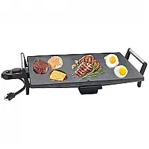 Grill Elétrico Antiaderente serve até 9 Porções, Aço Inoxidável, 1500W 110V, Nozaya, Preto