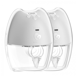 Double Wearable Breast PumpGray 2Pcs Hands Free,Silent and Pain Free,Long Battery Life,4 Modes9 Levels of Suction,Fewer Parts Need to