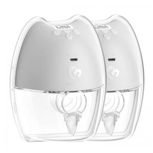 Double Wearable Breast PumpGray 2Pcs Hands Free,Silent and Pain Free,Long Battery Life,4 Modes9 Levels of Suction,Fewer Parts Need to