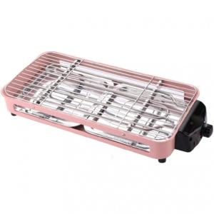 Churrasqueira Grill Elétrica até 6 Porções com Grelha Antiaderente, 110V 1500W, Nanusp, Rosa