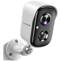 Câmera de Segurança sem Fio Externa WIFI 1080P HD com Visão Noturna, VISION WELL CG6S, Branca