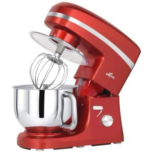 Litchi Batedeira 6 Velocidades 650W Com Tigela de Aço Inoxidável 5L Vermelho 110V