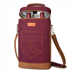 Bolsa Térmica Para Transporte de Vinhos Tirrinia até 2 Garrafas, Vermelho Escuro