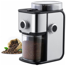 Moedor de Café Elétrico até 12 xícaras com 14 Configurações de Moagem, 110V 130W, Ollygrin, Prata