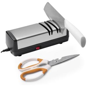 Afiador de Facas Elétrico Multifuncional MKHS, 2 Estágios, Branco