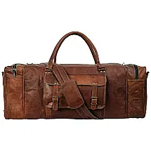 Bolsa de Viagem Masculina Clássica de Couro, ARTIST UNKNOWN, Marrom