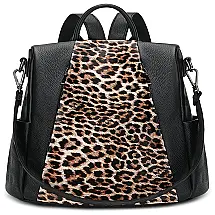 YALUXE Mochila de Couro Conversível para Bolsa, Preta