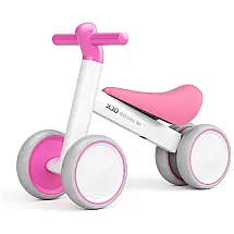 Bicicleta sem Pedal com 4 Rodas para Crianças de 1 a 2 Anos, XJD, Branco e Rosa