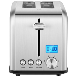 Torradeira Elétrica 2 Fatias com 6 Níveis de Tostagem e Tela LCD, 110v, REDMOND, Prateado
