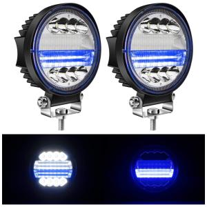 Farol de Milha LED Off Road 2640 Lúmens 6000K 72W Alumínio Fundido à Prova Dágua, YORKIM, Azul
