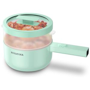 Panela Elétrica Multifuncional 1,5 Litros com Vaporizador e Controle de Potência Dupla, 110V 700W, Hoyatoka, Verde