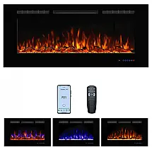 Lareira Elétrica Dreamflame 114x55cm 1500W Chamas 3 Cores LCD Embutir 110V