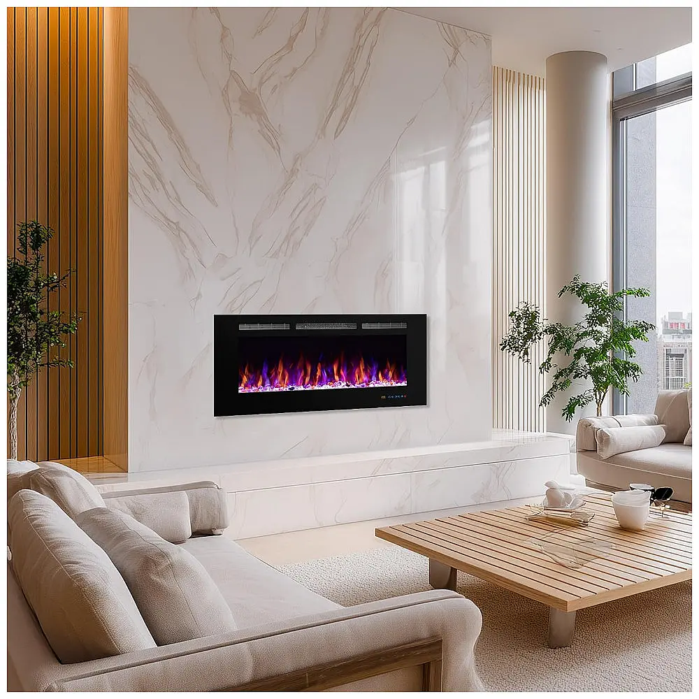 Lareira Elétrica Dreamflame 114x55cm 1500W Chamas 3 Cores LCD Embutir 110V — foto 2